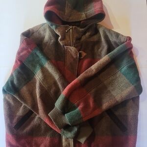 Authentic Winjit 1969 Wool & Cashmere Blend Plaid Hooded Jacket Size S